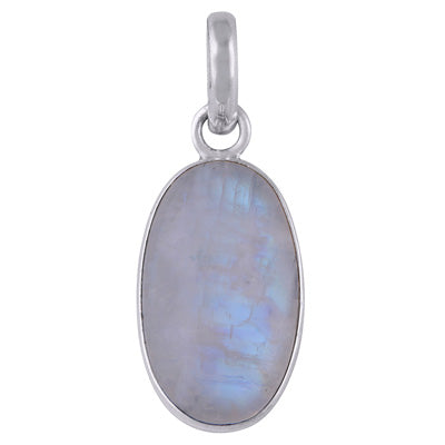 Gorgeous Plain Rainbow Moonstone Oval Shape 925 Sterling Solid Silver Pendant - R100858-147