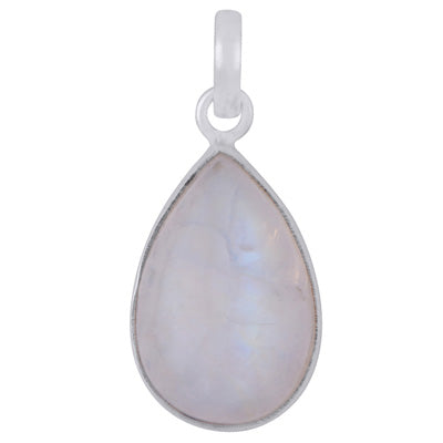 Gorgeous Plain Rainbow Moonstone Pear Shape 925 Sterling Solid Silver Pendant - R100858-155