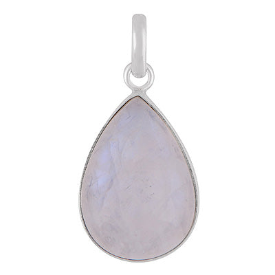 Gorgeous Plain Rainbow Moonstone Pear Shape 925 Sterling Solid Silver Pendant - R100858-188