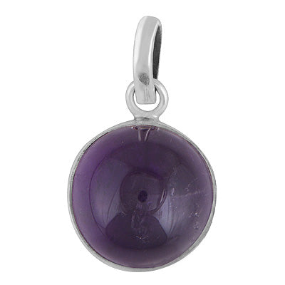 Gorgeous Plain Amethyst Round Shape 925 Sterling Solid Silver Pendant - R100983-17