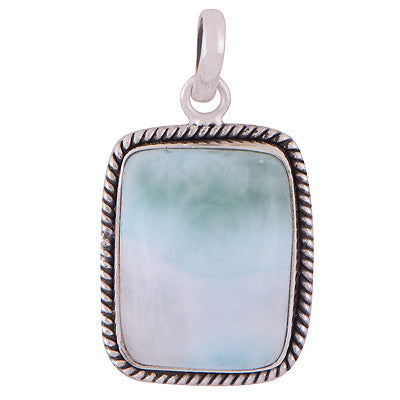 Stunning Statement Larimar Rectangle Shape 925 Sterling Solid Silver Pendant - R101009-321
