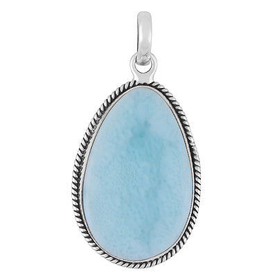 Stunning Statement Larimar Pear Shape 925 Sterling Solid Silver Pendant - R101009-344