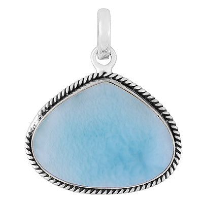 Stunning Statement Larimar Teardrop Shape 925 Sterling Solid Silver Pendant - R101009-345