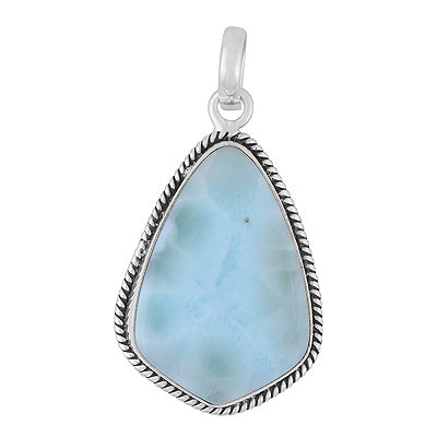 Stunning Statement Larimar Kite Shape 925 Sterling Solid Silver Pendant - R101009-349
