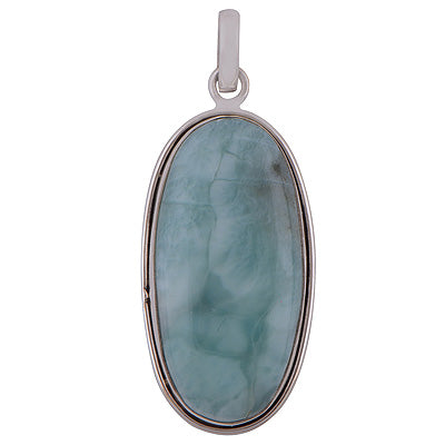 Stunning Statement Larimar Oval Shape 925 Sterling Solid Silver Pendant - R101010-232