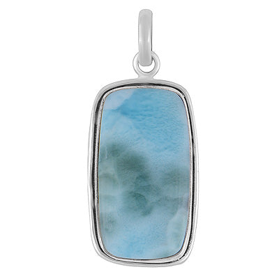 Stunning Statement Larimar Rectangle Shape 925 Sterling Solid Silver Pendant - R101010-309
