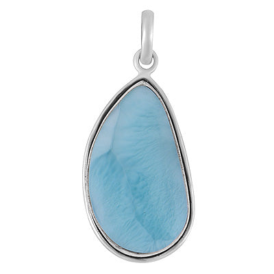 Stunning Statement Larimar Fancy Shape 925 Sterling Solid Silver Pendant - R101010-313
