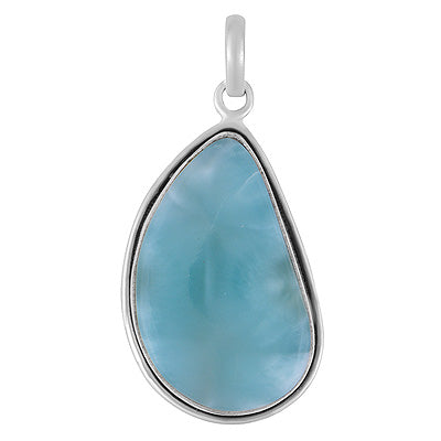 Stunning Statement Larimar Fancy Shape 925 Sterling Solid Silver Pendant - R101010-316