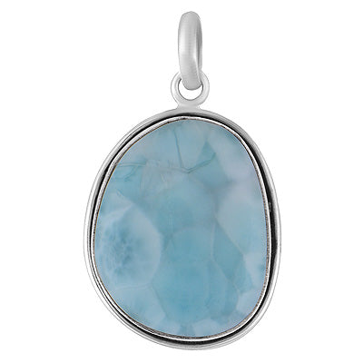 Stunning Statement Larimar Fancy Shape 925 Sterling Solid Silver Pendant - R101010-322