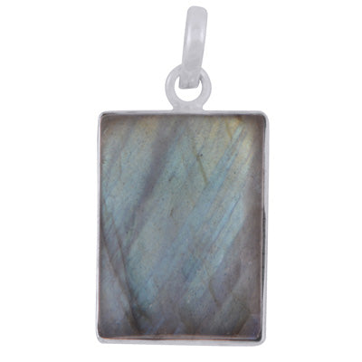 Stunning Labradorite Rectangle Shape 925 Sterling Solid Silver Pendant - R101060-511