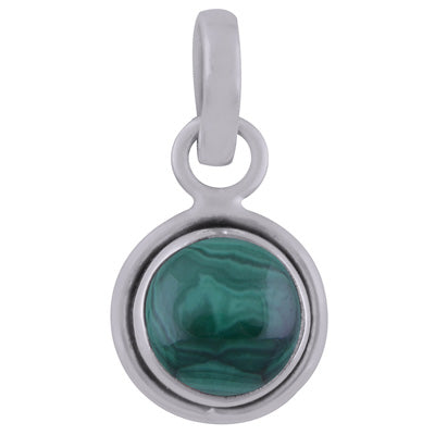Plain Wire Around Malachite Round Shape 925 Sterling Solid Silver Pendants - R101067-12