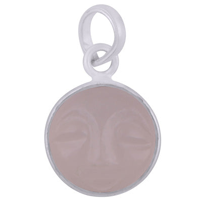 Beautifully Face Carved Bezel Moonstone Round Shape 925 Sterling Solid Silver Pendant - R101091-165
