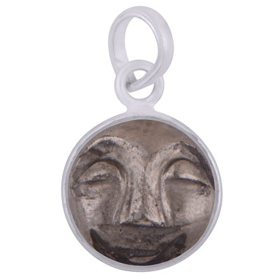 Beautifully Face Carved Bezel Golden Pyrite Round Shape 925 Sterling Solid Silver Pendant - R101091-78