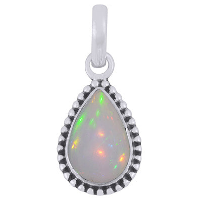 Classic Rawa Work Around Ethiopian Opal Pear Shape 925 Sterling Solid Silver Pendant - R101108-21