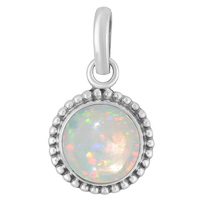 Classic Rawa Work Around Ethiopian Opal Round Shape 925 Sterling Solid Silver Pendant - R101108-27