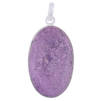 Gorgeous Plain Purpurite Oval Shape 925 Sterling Solid Silver Pendant - R101122-74