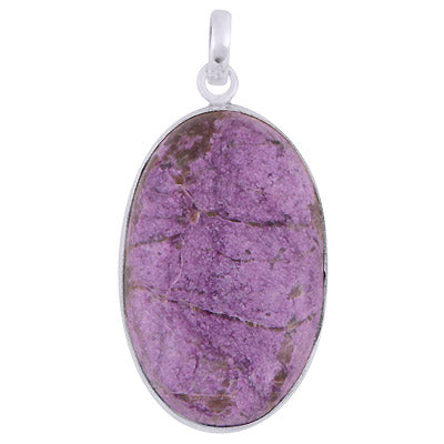 Gorgeous Plain Purpurite Oval Shape 925 Sterling Solid Silver Pendant - R101122-81