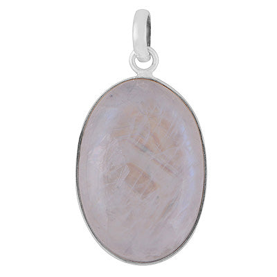 Gorgeous Plain Rainbow Moonstone Oval Shape 925 Sterling Solid Silver Pendants - R101149-825