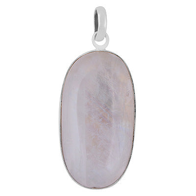 Gorgeous Plain Rainbow Moonstone Oval Shape 925 Sterling Solid Silver Pendants - R101149-827