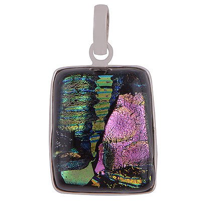 Dichroic Glass 925 Sterling Silver Pendant - R101155-43
