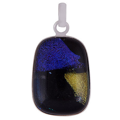 Gorgeous Plain With Colorful Gemstone Dichroic Glass Fancy Shape 925 Sterling Solid Silver Pendant - R101155-86