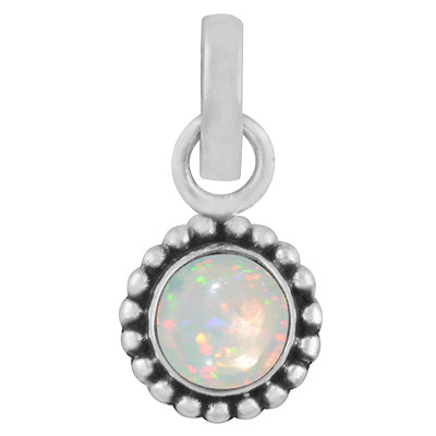 Beautiful Rawa Work Around Ethiopian Opal Round Shape 925 Sterling Solid Silver Pendant - R101158-41