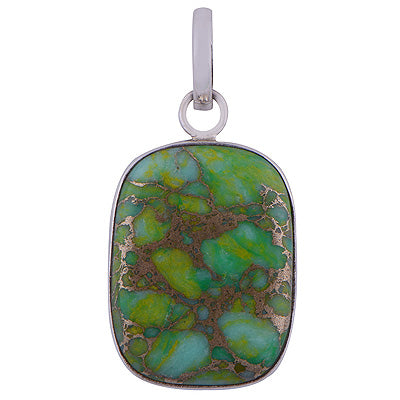Green Copper Turquoise 925 Sterling Silver Pendant - R101178-179