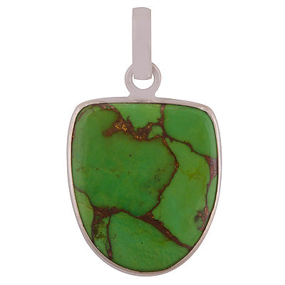 Beautiful Stone Green Copper Turquoise Fancy Shape 925 Sterling Solid Silver Pendant - R101178-228