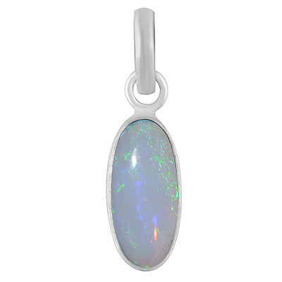 Plain Collet Natural Ethiopian Opal Oval Shape 925 Sterling Solid Silver Pendants - R101223-93