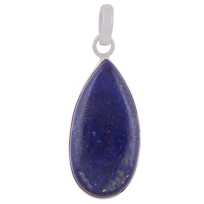 Gorgeous Plain Seated Lapis Pear Shape 925 Sterling Solid Silver Pendant - R101280-60