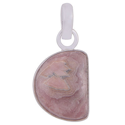 Alluring Gemstone Rhodochrosite D Shape 925 Sterling Solid Silver Pendant - R101284-83