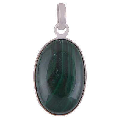 Alluring Pattern on Malachite Oval Shape 925 Sterling Solid Silver Pendant - R101286-124