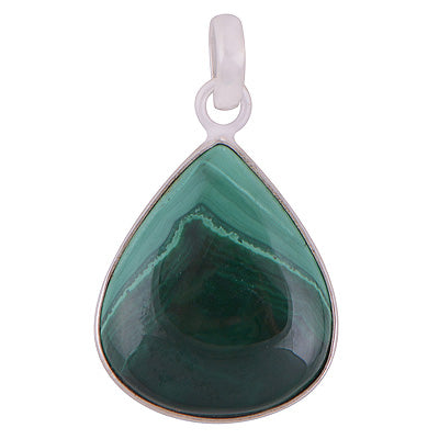 Alluring Pattern on Malachite Pear Shape 925 Sterling Solid Silver Pendant - R101286-136