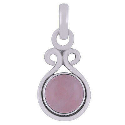 Beautiful Handcrafted Rose Quartz Round Shape 925 Sterling Solid Silver Pendant - R101365-38