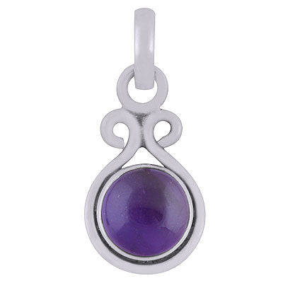 Beautiful Handcrafted Amethyst Round Shape 925 Sterling Solid Silver Pendant - R101365-7