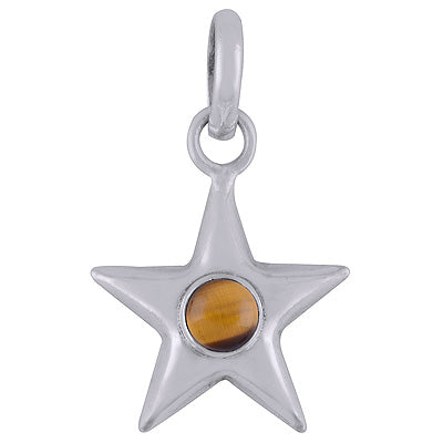 Beautifully handcrafted Star Around Tiger's Eye Round Shape 925 Sterling Solid Silver Pendant - R101366-76