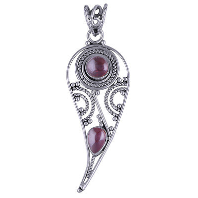 Stunning Rawa & Wire Work Around Garnet Round,Pear Shape 925 Sterling Solid Silver Pendants - R101411-86