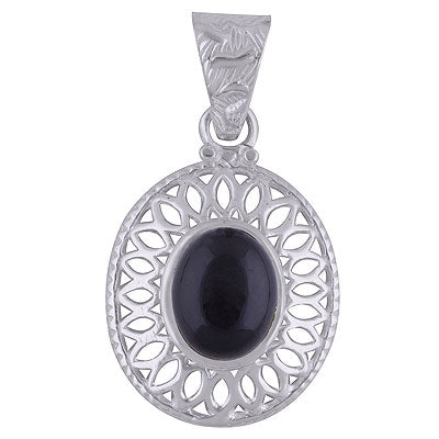 Gorgeous Jali Cut work Pattern Around Black Onyx Oval Shape 925 Sterling Solid Silver Ring - R101488-21