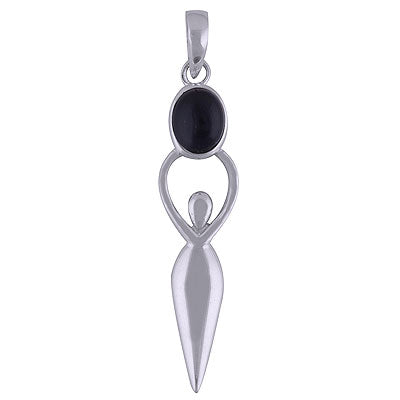 Stunning Human Motif Charm Around Black Onyx Oval Shape 925 Sterling Solid Silver Pendant - R101498-26