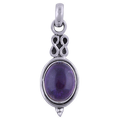 Beautiful Handcrafted Work Around Amethyst Oval Shape 925 Sterling Solid Silver Pendant - R101513-1