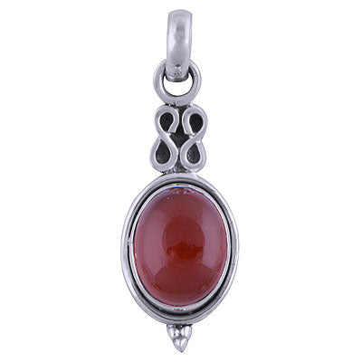 Beautiful Handcrafted Work Around Carnelian Oval Shape 925 Sterling Solid Silver Pendant - R101513-16