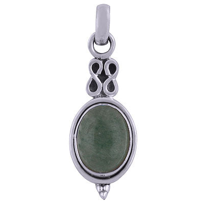 Beautiful Handcrafted Work Around Green Aventurine Oval Shape 925 Sterling Solid Silver Pendant - R101513-28