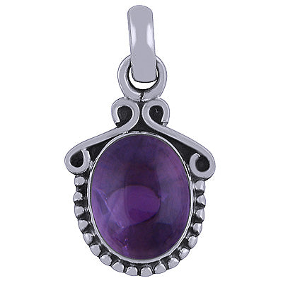 Stunning Rawa & Wire Work Around Amethyst Oval Shape 925 Sterling Solid Silver Pendant - R101514-1