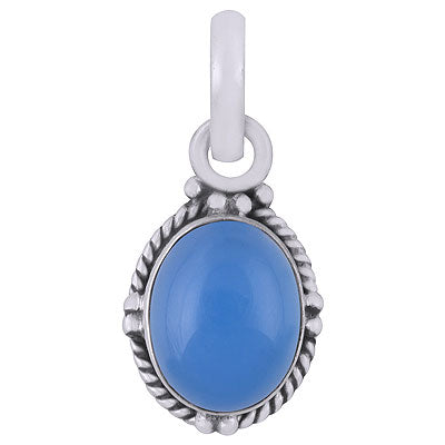 Beautiful Work Around Blue Chalcedony Oval Shape 925 Sterling Solid Silver Pendant - R101516-35
