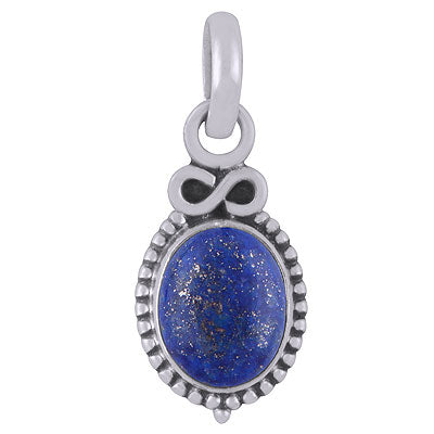 Alluring Rawa Work Around Lapis Oval Shape 925 Sterling Solid Silver Pendant - R101517-17