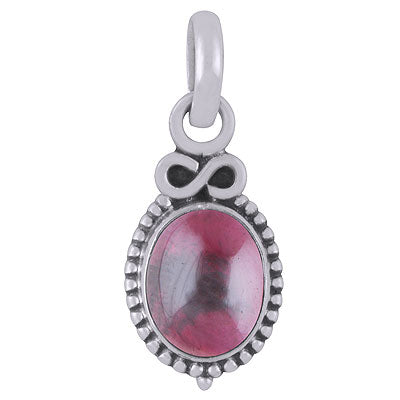 Alluring Rawa Work Around Garnet Oval Shape 925 Sterling Solid Silver Pendant - R101517-5
