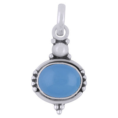 Handmade Blue Chalcedony Oval Shape 925 Sterling Solid Silver Pendant - R101519-32