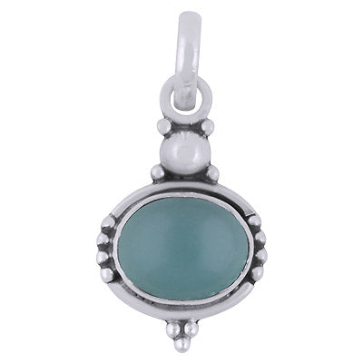 Handmade Aqua Chalcedony Oval Shape 925 Sterling Solid Silver Pendant - R101519-33