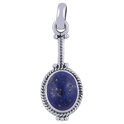 Gorgeous Twisted Wire Work Around Lapis Oval Shape 925 Sterling Solid Silver Pendant - R101522-14