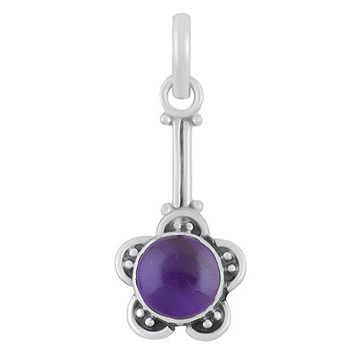 Handmade Flower Amethyst Round Shape 925 Sterling Solid Silver Pendants - R101523-1